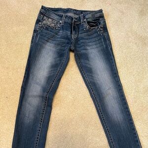 Grace in LA Blue Skinny Jeans with Gradient Fading